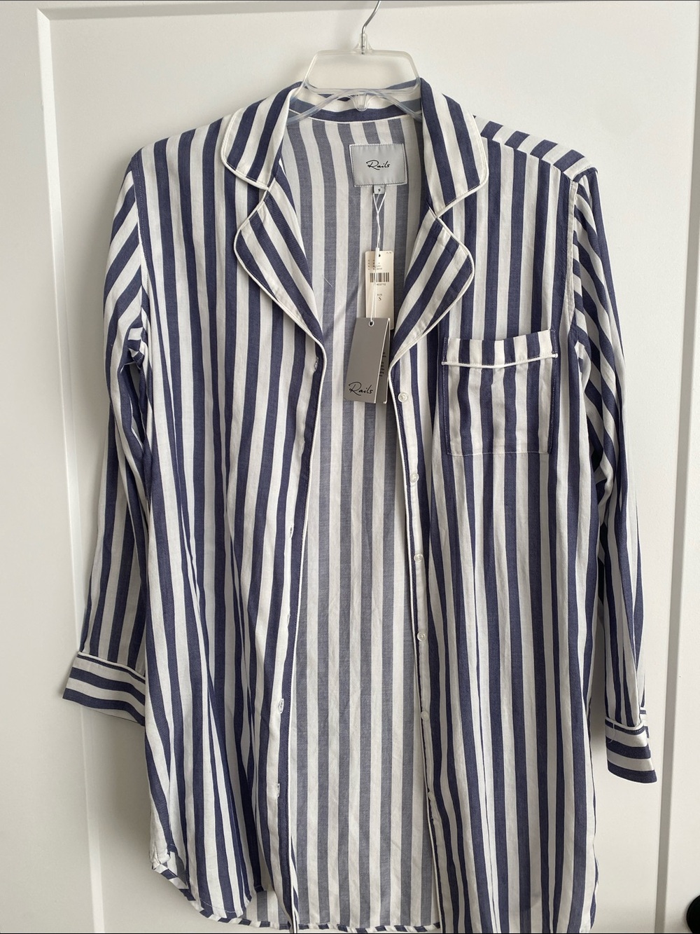 Rails night shirt- from anthropology Button-Down Shirt in Navy and White Stripes